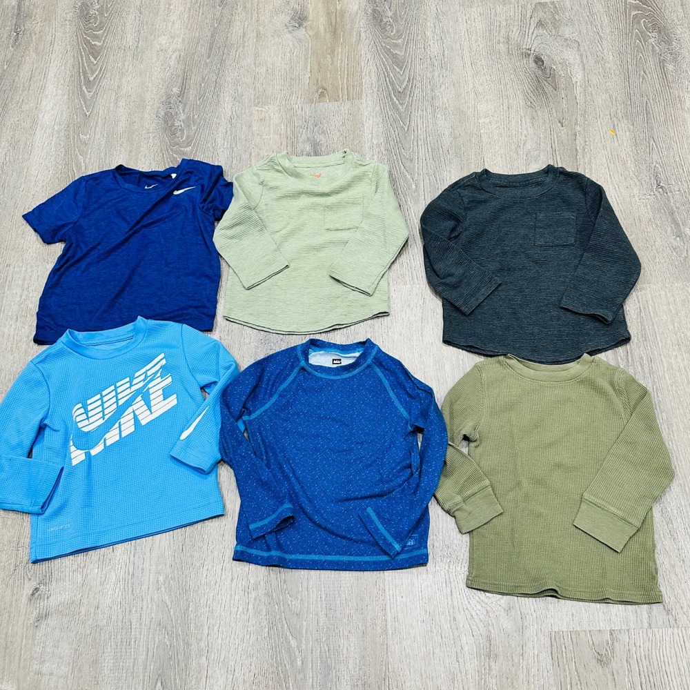 Nike REI Cat & Jack Boys Activewear Tops Lot 6pc Blue Green Waffle Knit Tee